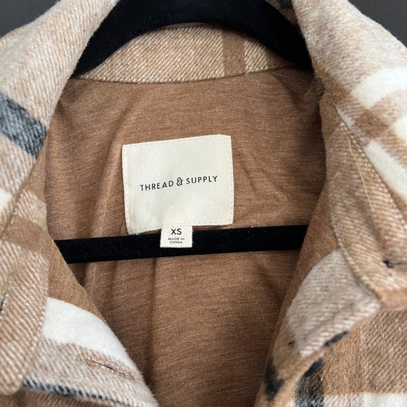 Thread and Supply Shirt Jacket. Size x-small, brown flannel - Picture 2 of 3